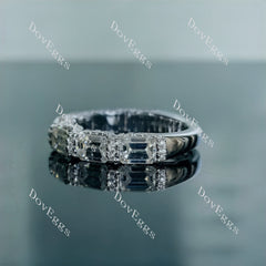 Doveggs emerald art deco pave moissanite/Lab grown diamond wedding band-2.5mm band width