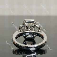 Cheryl G Emerald Bezel Three Stones Lab Grown Diamond Engagement Ring