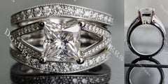 Doveggs princess split shank half eternity pave moissanite engagement ring (engagement ring only)