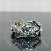 (size 9)Doveggs sterling silver 1.5ct Pear moissanite engagement ring set