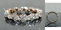Doveggs pear moissanite/lab grown diamond accents wedding band-3.4mm band width