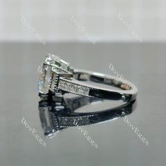 Doveggs Elizabeth Taylor Krupp cut pave side stones moissanite engagement ring