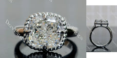 Doveggs Cushion Pave Bezel Lab Grown Diamond Engagement Ring