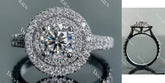 Doveggs round halo pave moissanite engagement ring