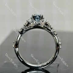 (size 9)Doveggs sterling silver 1.5ct Pear moissanite engagement ring set