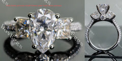 Doveggs pave three-stone moissanite engagement ring