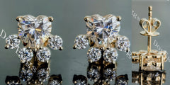 Doveggs pet paws heart moissanite stud earrings for women