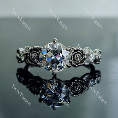 Doveggs round floral art deco moissanite engagement ring