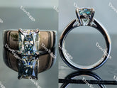 Doveggs smokey spark grey radiant H&A cut solitaire wide band moissanite ring