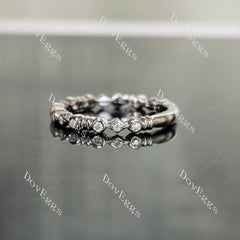 Doveggs round art deco bezel moissanite/lab grown diamond wedding band-2.0mm band width