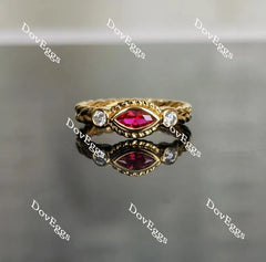 Doveggs marquise bezel setting vivid pegion blood ruby colored gem engagement ring