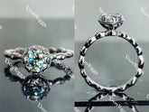 Doveggs round peacock blue moissanite engagement ring