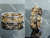 Doveggs round vintage moissanite/lab grown diamond wedding band for women-6mm band width