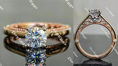 DovEggs vintage cushion moissanite engagement ring