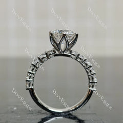 Doveggs Round Pave Half Eternity Lab Grown Diamond Engagement Ring