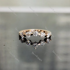 Doveggs round moissanite/lab grown diamond wedding band for women-1.7mm band width