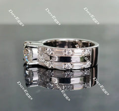 Doveggs round art deco moissanite engagement ring