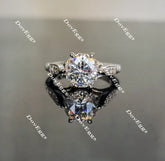 Doveggs round art deco moissanite engagement ring
