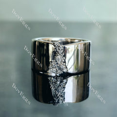 Doveggs marquise round moissanite/lab grown diamond wedding band-around 10mm band width