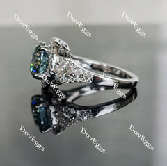 Doveggs round halo colored moissanite engagement ring