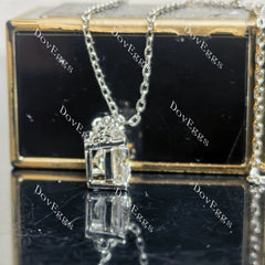 Doveggs sterling silver 2ct asscher moissanite pendant necklace