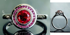 Doveggs round bezel channel set colored gem engagement ring