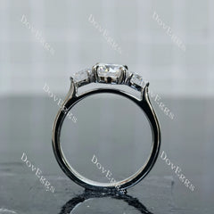 Doveggs round three-stone moissanite engagement ring