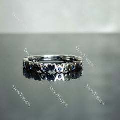 Doveggs round moissanite/lab grown diamond & colored gem wedding band-3.0mm band width