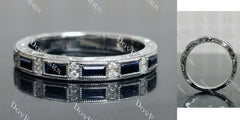 Doveggs baguette channel pave moissantie and birthstone wedding band-3.3mm band width