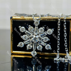 Doveggs round baguette snowflake moissanite/lad grown diamond pendant necklace(pendant only)