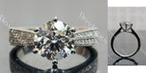 Round Pave half eternity moissanite engagement ring| DovEggs