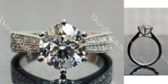Doveggs Round Pave Half Eternity Lab Grown Diamond Engagement Ring