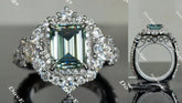 The Wendy Peacock blue halo colored moissanite/colored gem engagement ring