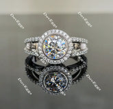 Doveggs round halo moissanite engagement ring