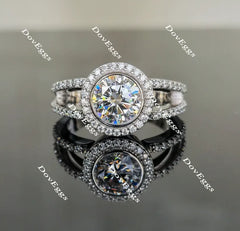 Doveggs round halo moissanite engagement ring