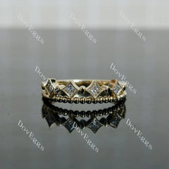 DovEggs art deco princess moissanite/lab grown diamond wedding band