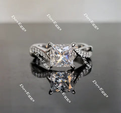 Alzare princess curved band moissanite engagement ring