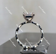 Doveggs emerald full eternity pave moissanite engagement ring
