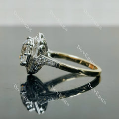 Doveggs Round Pave Halo Lab Grown Diamond Engagement Ring