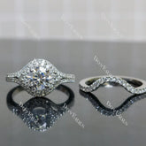 (size 7) Doveggs sterling silver 1ct round moissanite bridal set(2 rings)