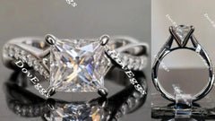 Alzare princess curved band moissanite engagement ring