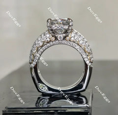 Never Let Go half eternity pave cushion moissanite engagement ring