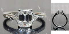 DovEggs three stones pave engagement ring only semi-mount only(Exclusively to DovEggs Stones)