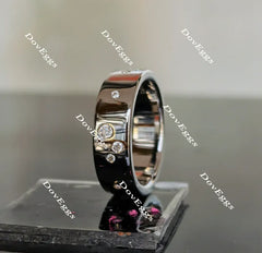 Doveggs round full eternity moissanite/lab grown diamond wedding band-6mm band width