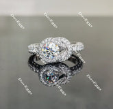 Doveggs round art deco moissanite engagement ring