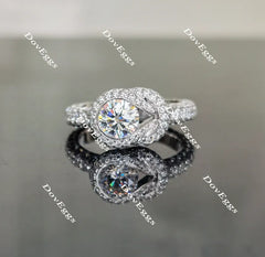Doveggs round art deco moissanite engagement ring