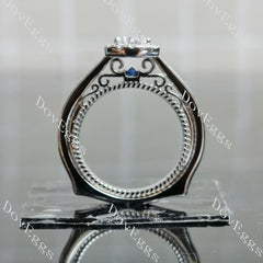 DovEggs halo channel set engagement ring only semi-mount only(Exclusively to DovEggs Stones)