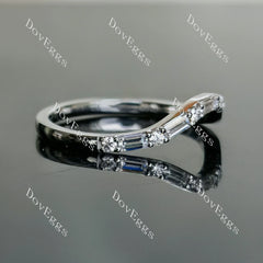 Doveggs baguette round moissanite/lab grown diamond wedding band-1.5mm band width