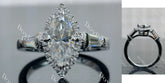 Doveggs Marquise Modified H&A cut halo moissanite engagement ring