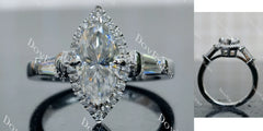 Doveggs Marquise Modified H&A cut halo moissanite engagement ring